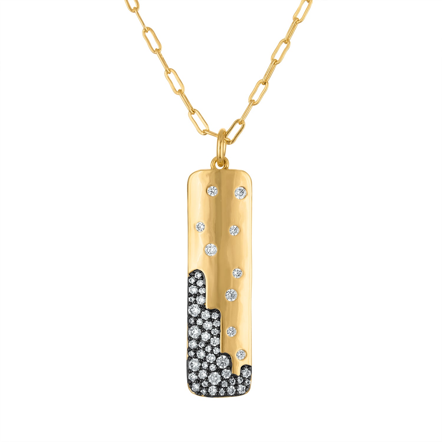 Scattered Pave Rectangle Necklace - Josefina Jewels