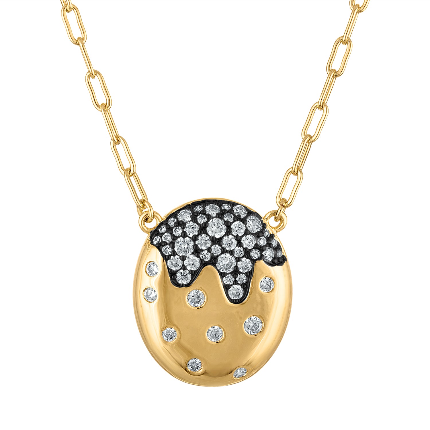 Scattered Pave Oval Necklace - Josefina Jewels