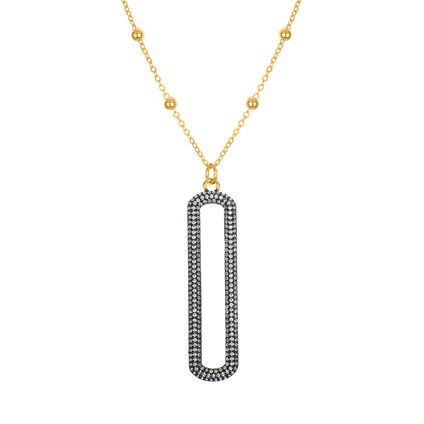 Pave Link Long Necklace 32 Inches - Josefina Jewels