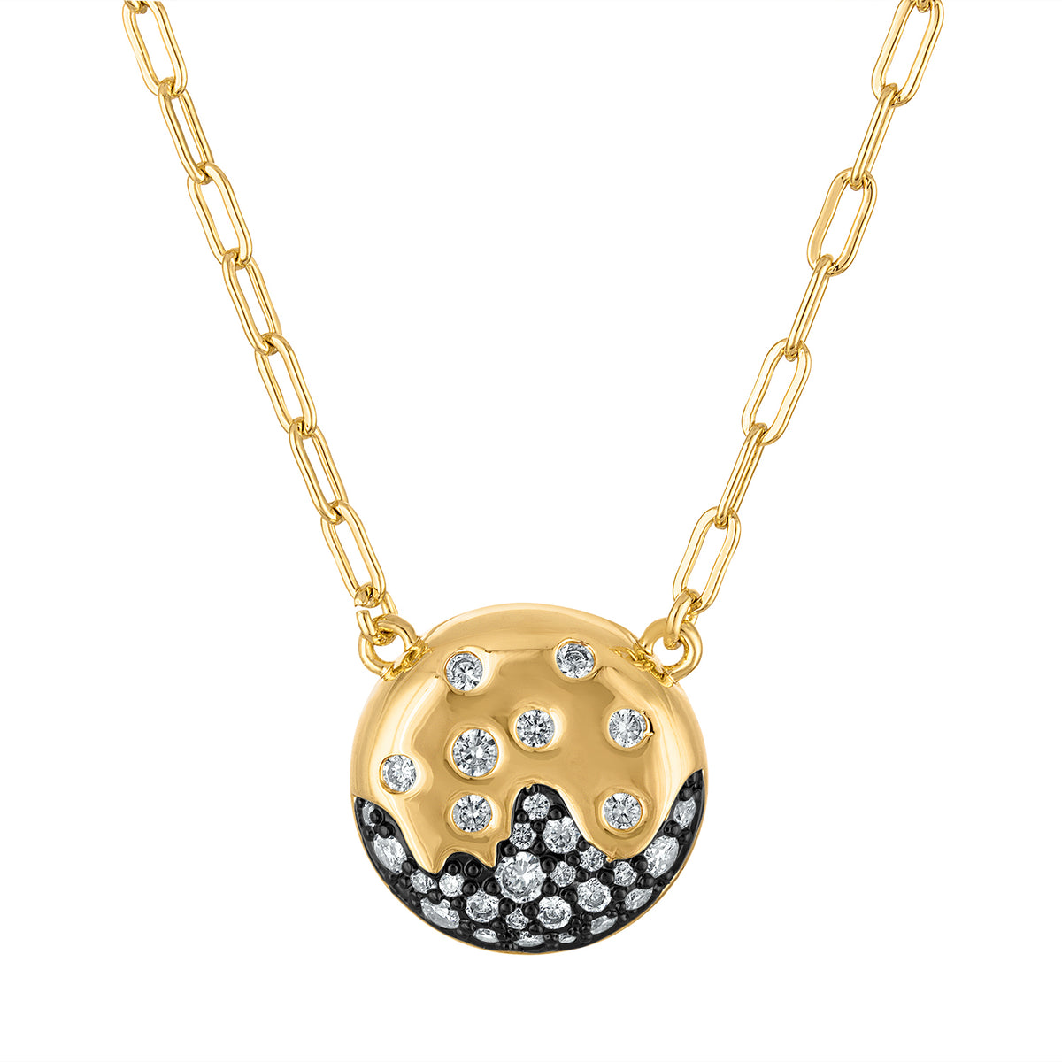 Scattered Pave Round Necklace - Josefina Jewels