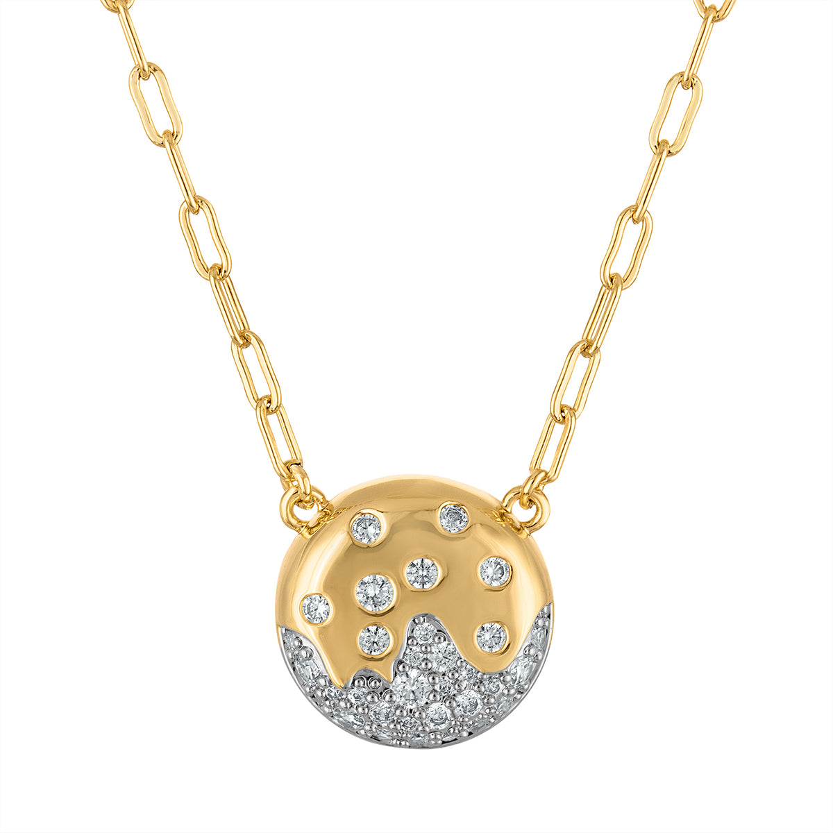 Scattered Pave Round Necklace - Josefina Jewels