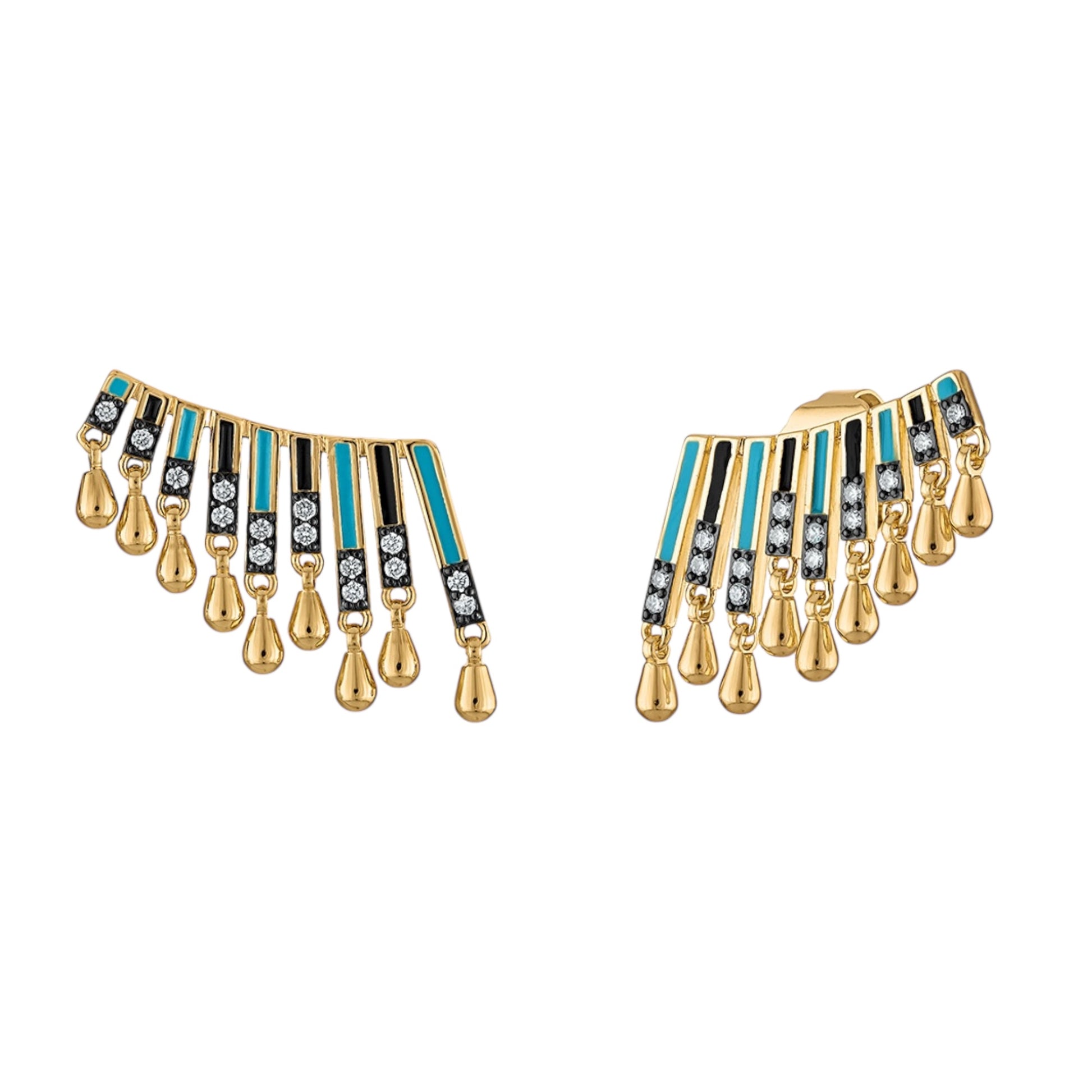 Beatriz Enamel Ear Climber Earrings - Josefina Jewels