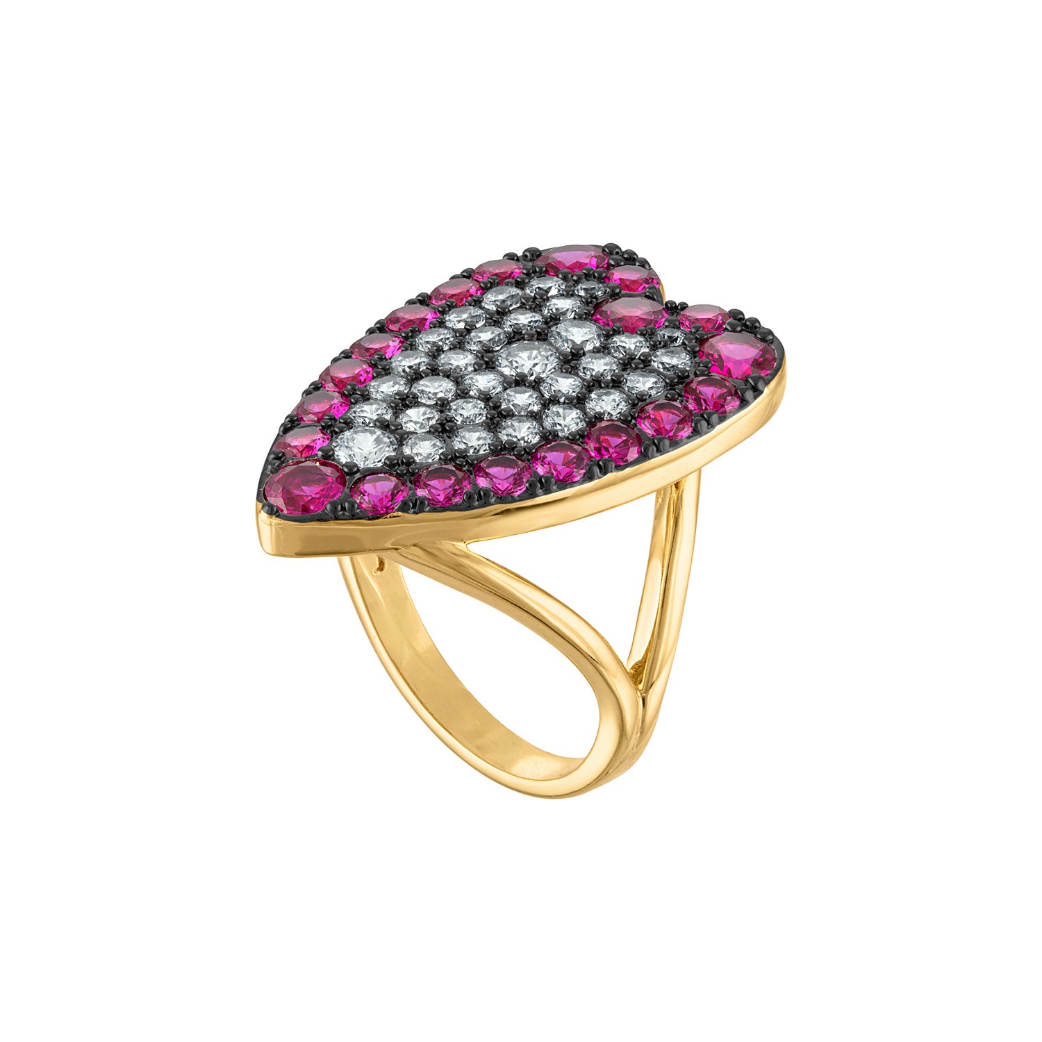 Colorful Heart Pave Cocktail Ring - Josefina Jewels