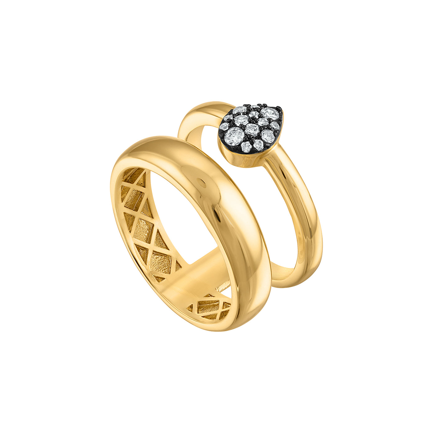 Pave Pear Shape Double Ring