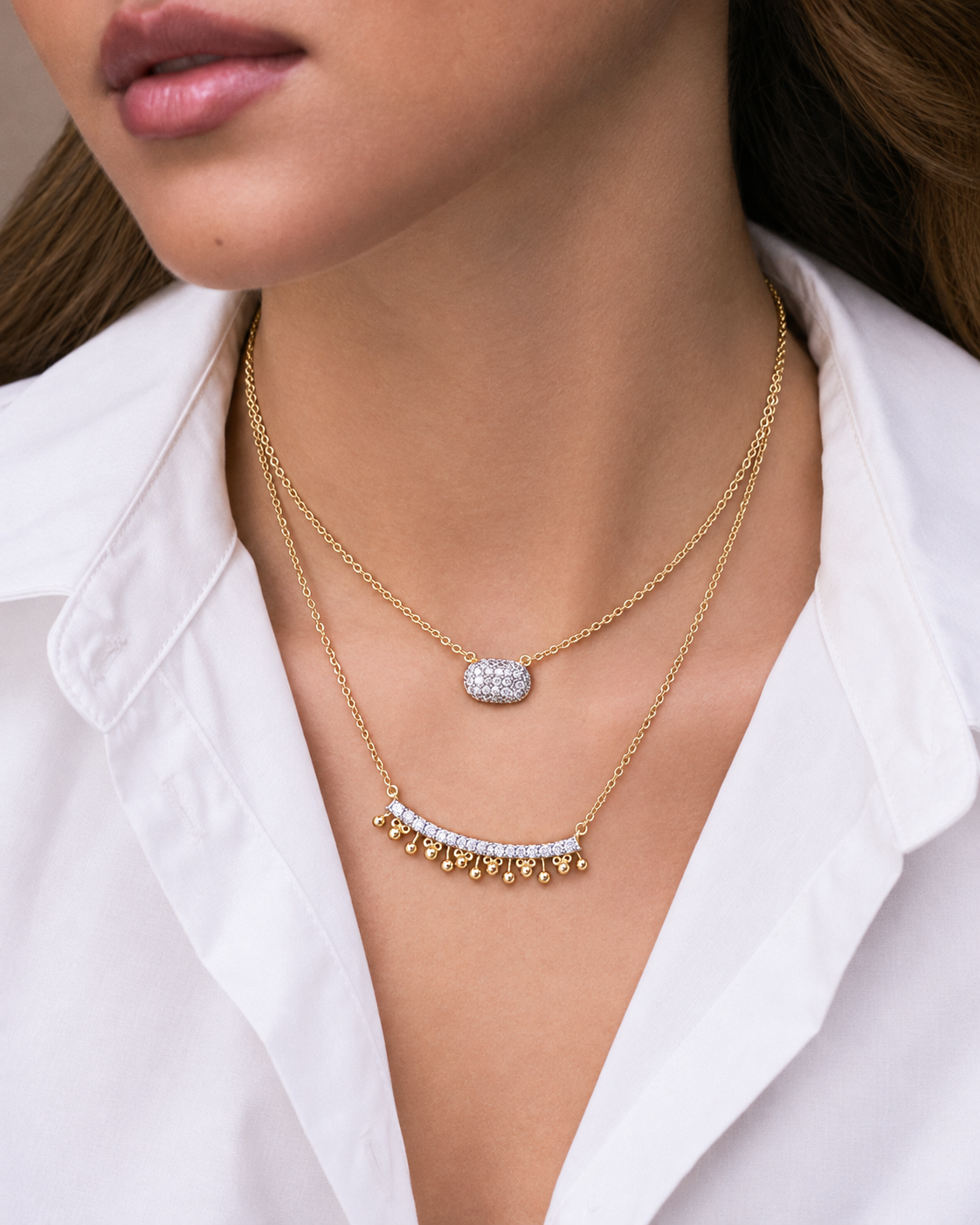 Gold Beaded Fringe Necklace - Josefina Jewels