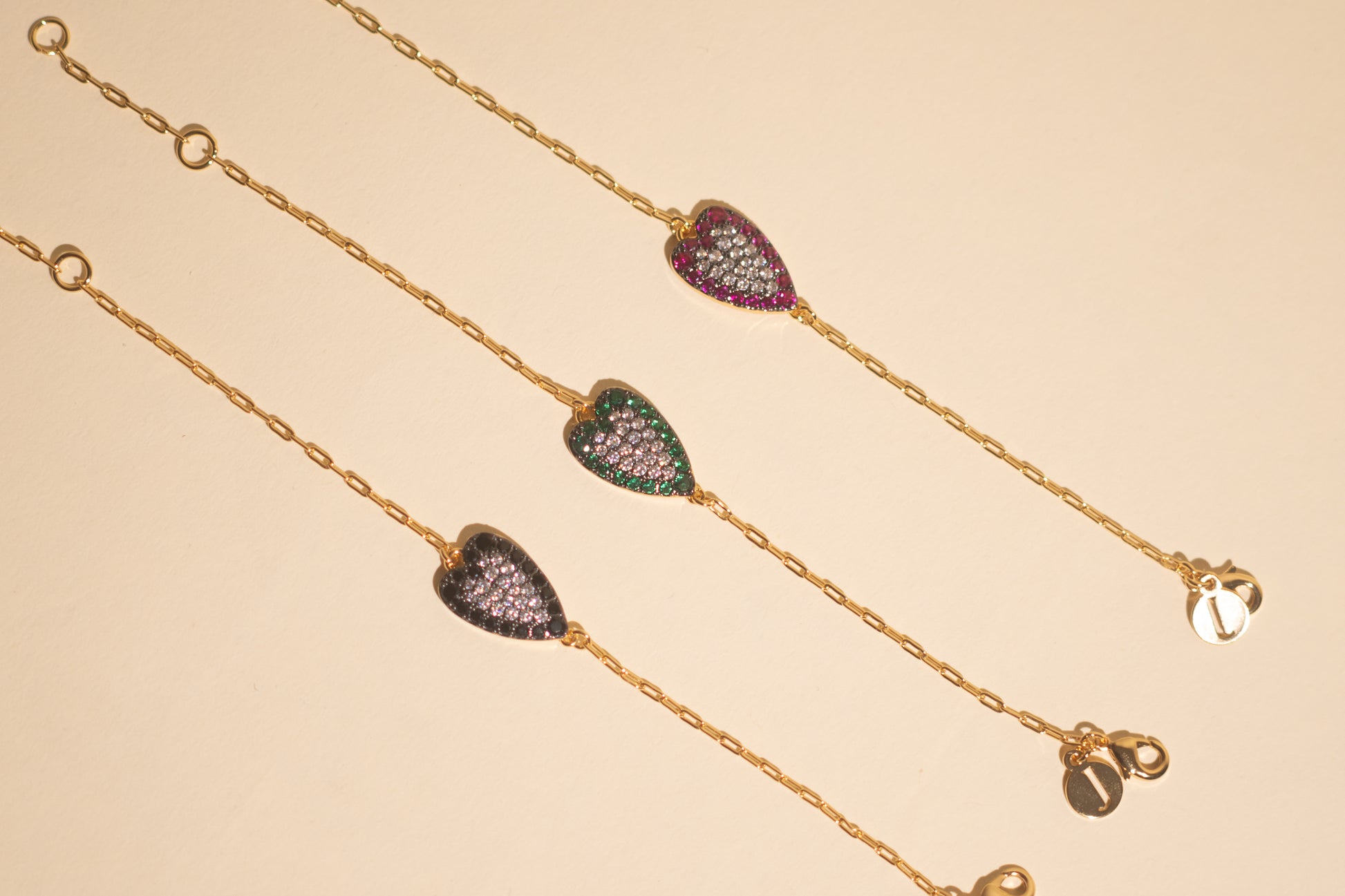 Colorful Heart Pave Chain Bracelet - Josefina Jewels