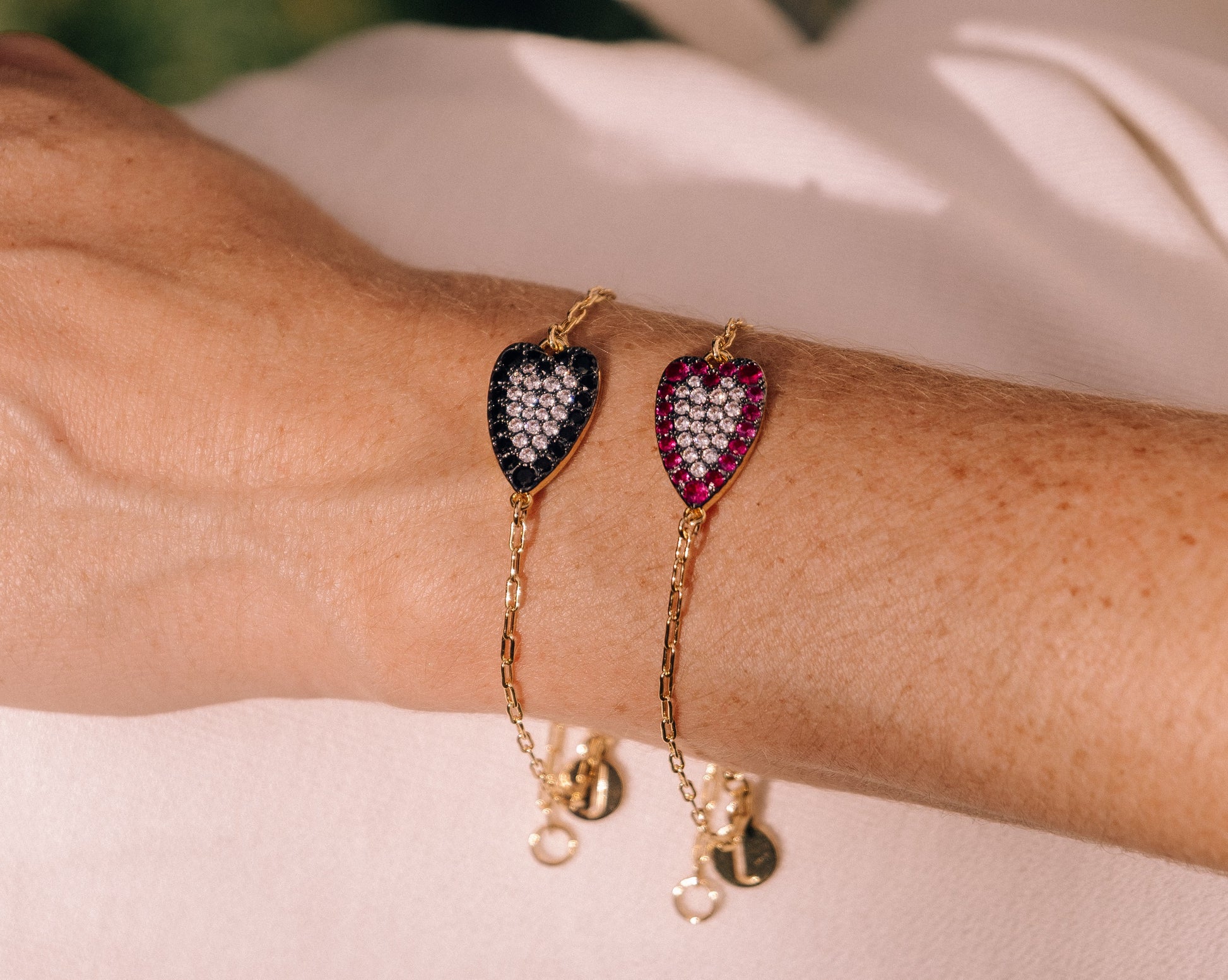 Colorful Heart Pave Chain Bracelet - Josefina Jewels