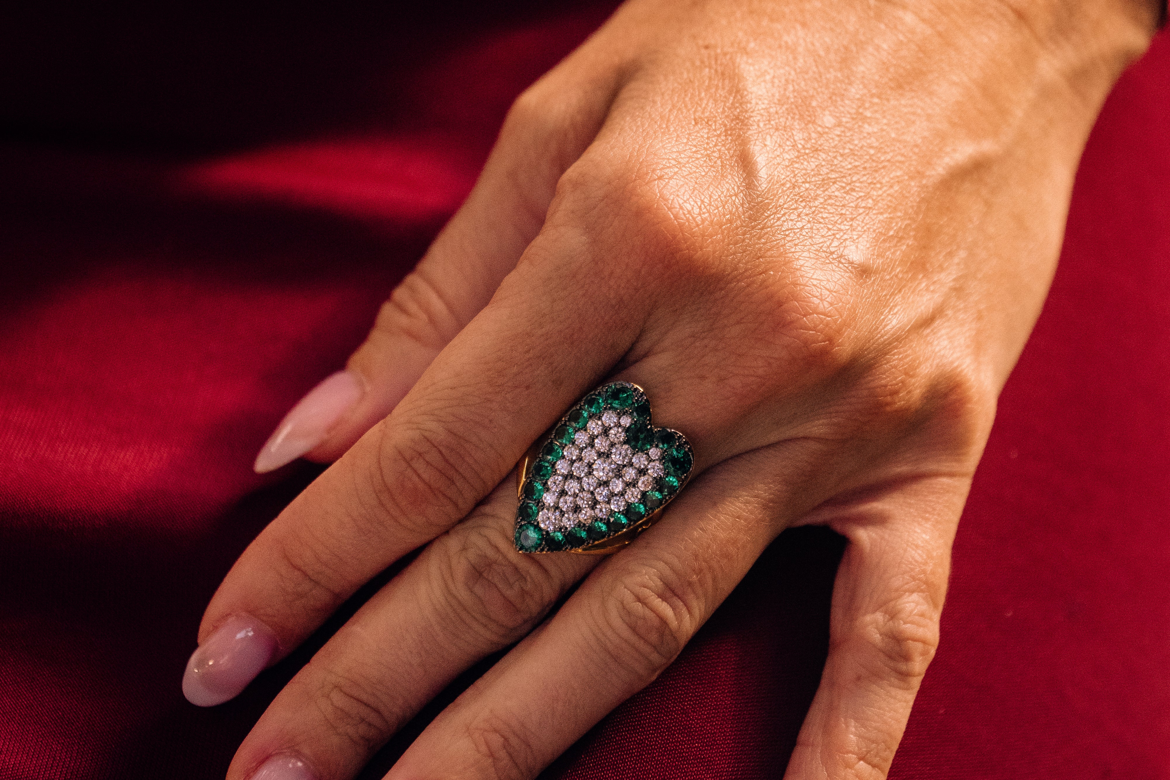 Colorful Heart Pave Cocktail Ring - Josefina Jewels