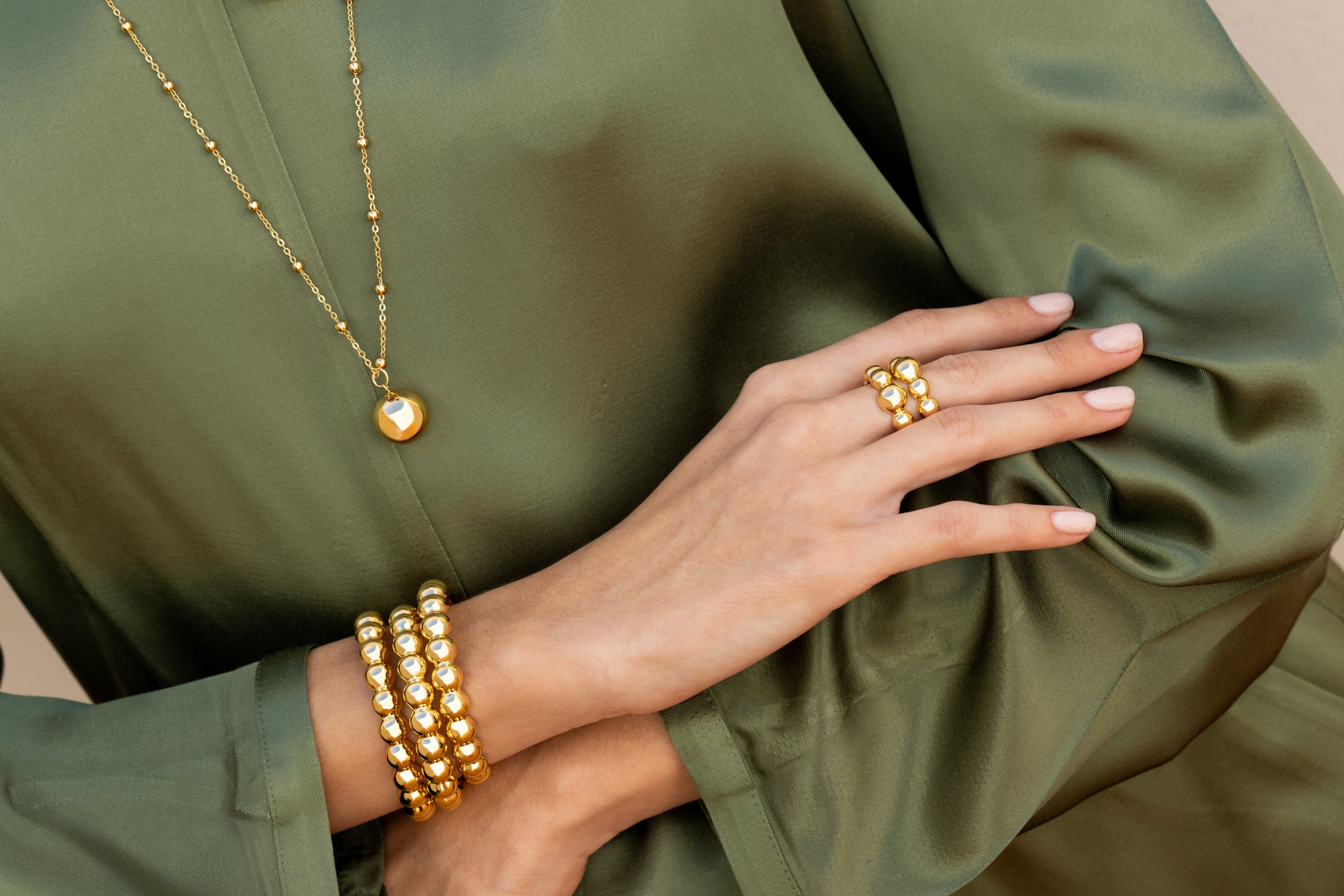 Olivia Large Ball Cuff Bracelet - Josefina Jewels