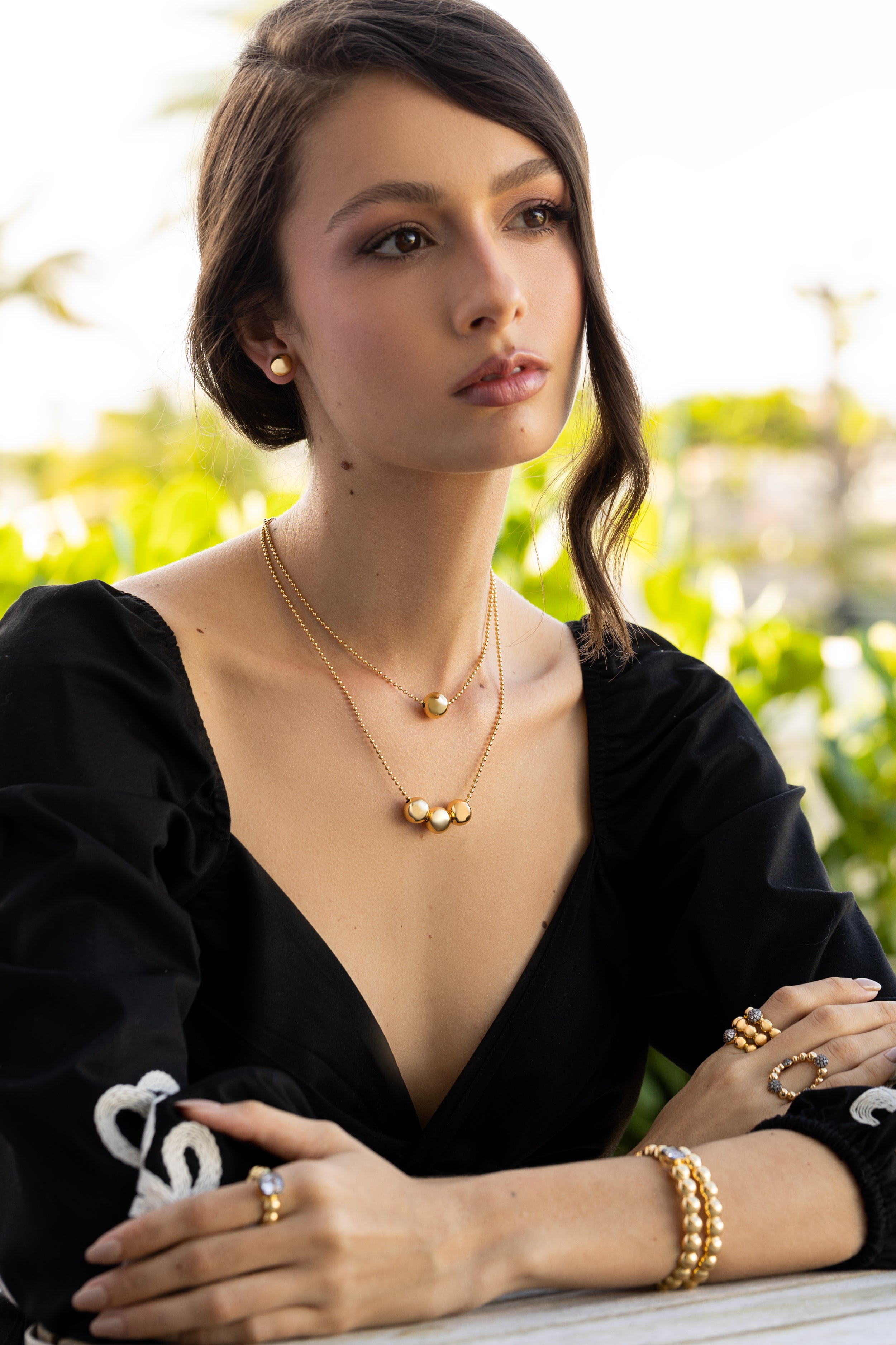 Gold Ball Stud Earrings - Josefina Jewels