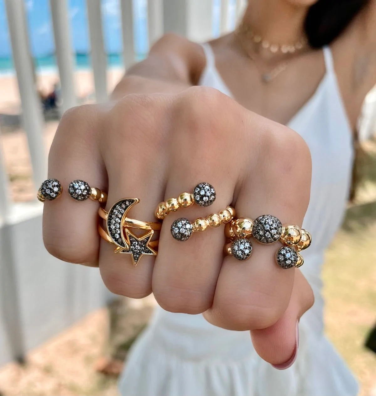 Emilia Pavé Ball Ring - Josefina Jewels